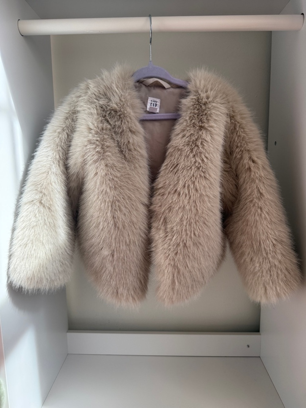 GAP Kids Faux Fur Jacket in Light Beige
